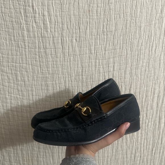 Gucci Vintage Horsebit loafers in blue canvas sz 6.5 - Picture 1 of 3